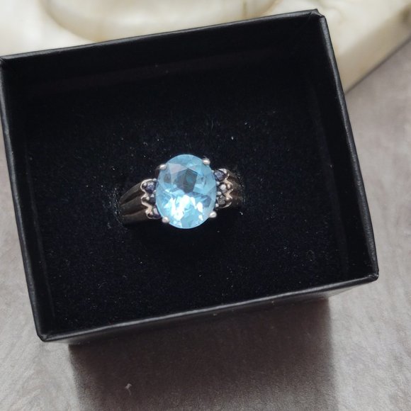 RING SIZE 10 ANTIQUE AQUAMARINE MARCH BIRTHSTONE